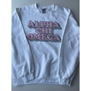 alpha chi omega axo gildan white sorority crewneck size medium